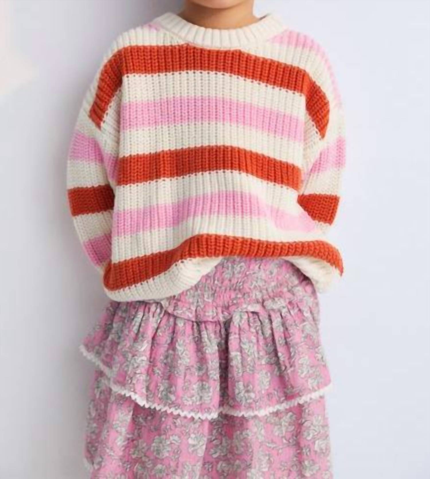The New Society Girls Melina Skirt in peony hibiscus print - kids' skirt - detail view
