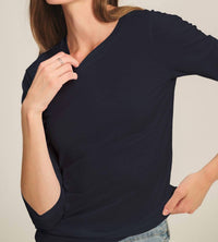 Velvet by Graham & Spencer Longsleeve Crewneck Top in midnight - women's long sleeve top - view 4