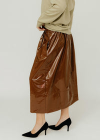 Tibi - Light Weight Patent Smocking Waistband Full Midi Skirt