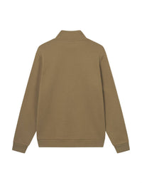 Les Deux Men's Felipe Patch Half-zip Sweatshirt in olive - men's shirt - detail view