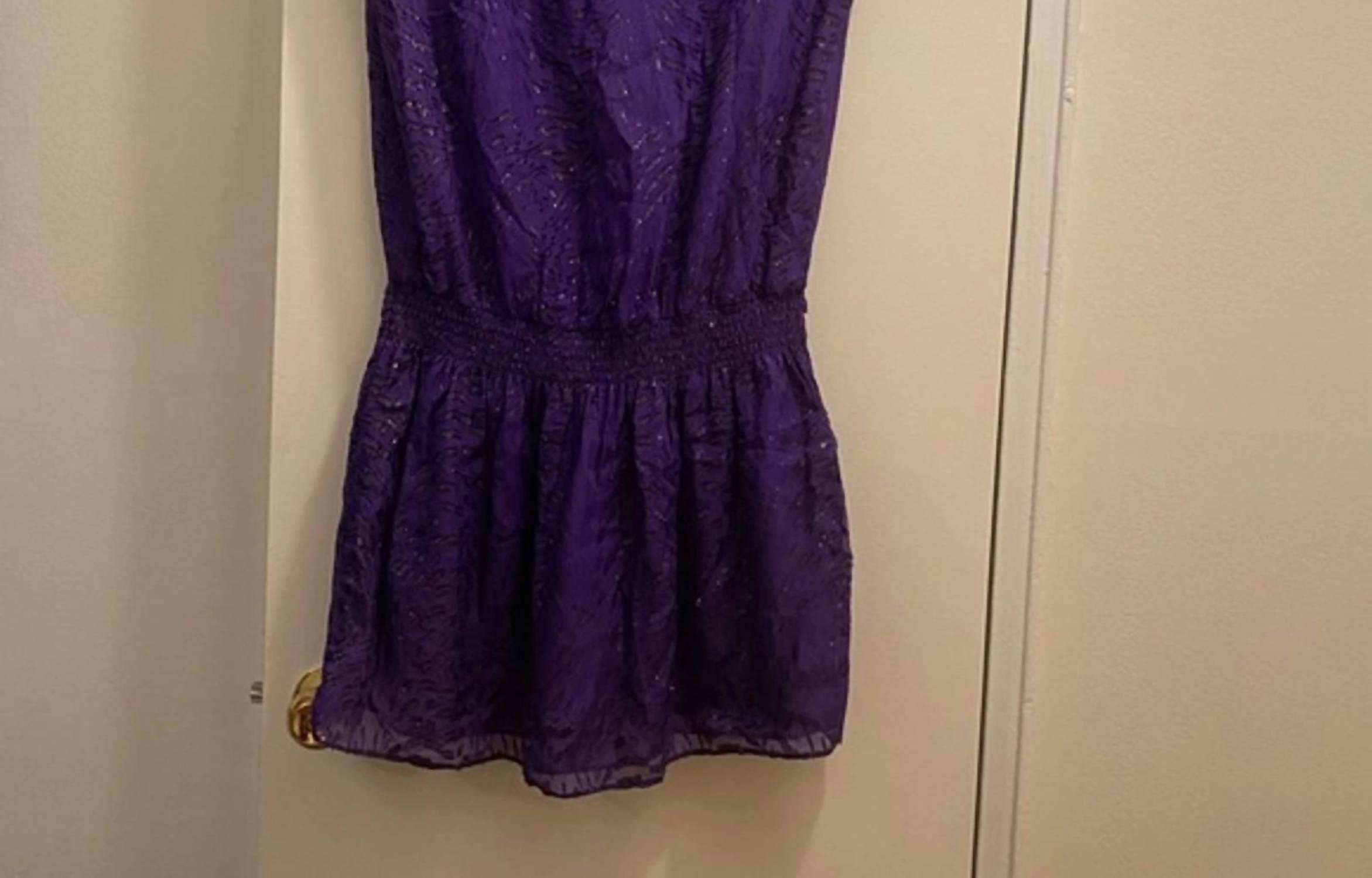 Ramy Brook Women's Terry Dress in royal purple - women's dress - detail view
