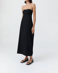 St. Agni Wool Strapless Cocoon Dress in black - women's dress - detail view