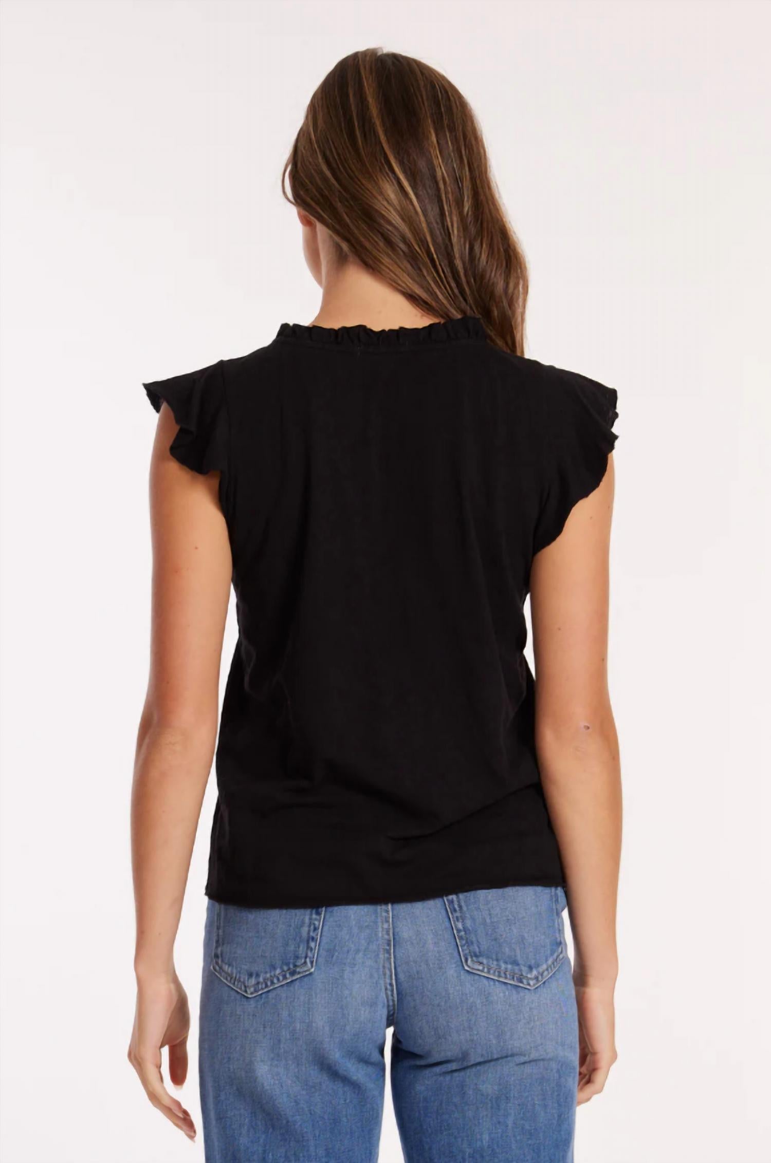 Mododoc - Sleeveless V Neck Ruffle Top