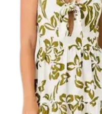 Baevely by Wellmade Linen Woven Maxi Dress in green cream - women's dress - detail view