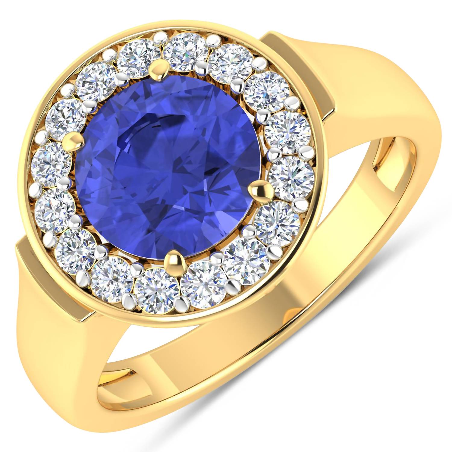 Diana M Jewels Women's Cushion Natural Tanzanite Fashion Ring (2.58 Ct) - Signature in 14k yellow gold - women's jewelry - detail view