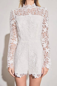 2.7 August Apparel - Endless Rose High Neck Lace Romper