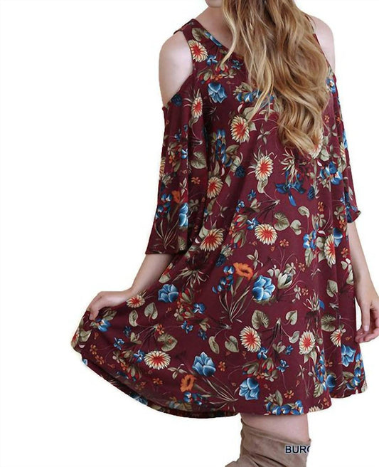 Umgee - Floral Cold Shoulder Dress