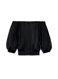 A.L.C. - Sienna Satin Pleated Off Shoulder Top