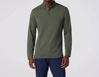 Mizzen + Main Kent Long Sleeve Polo in olive - men's shirt