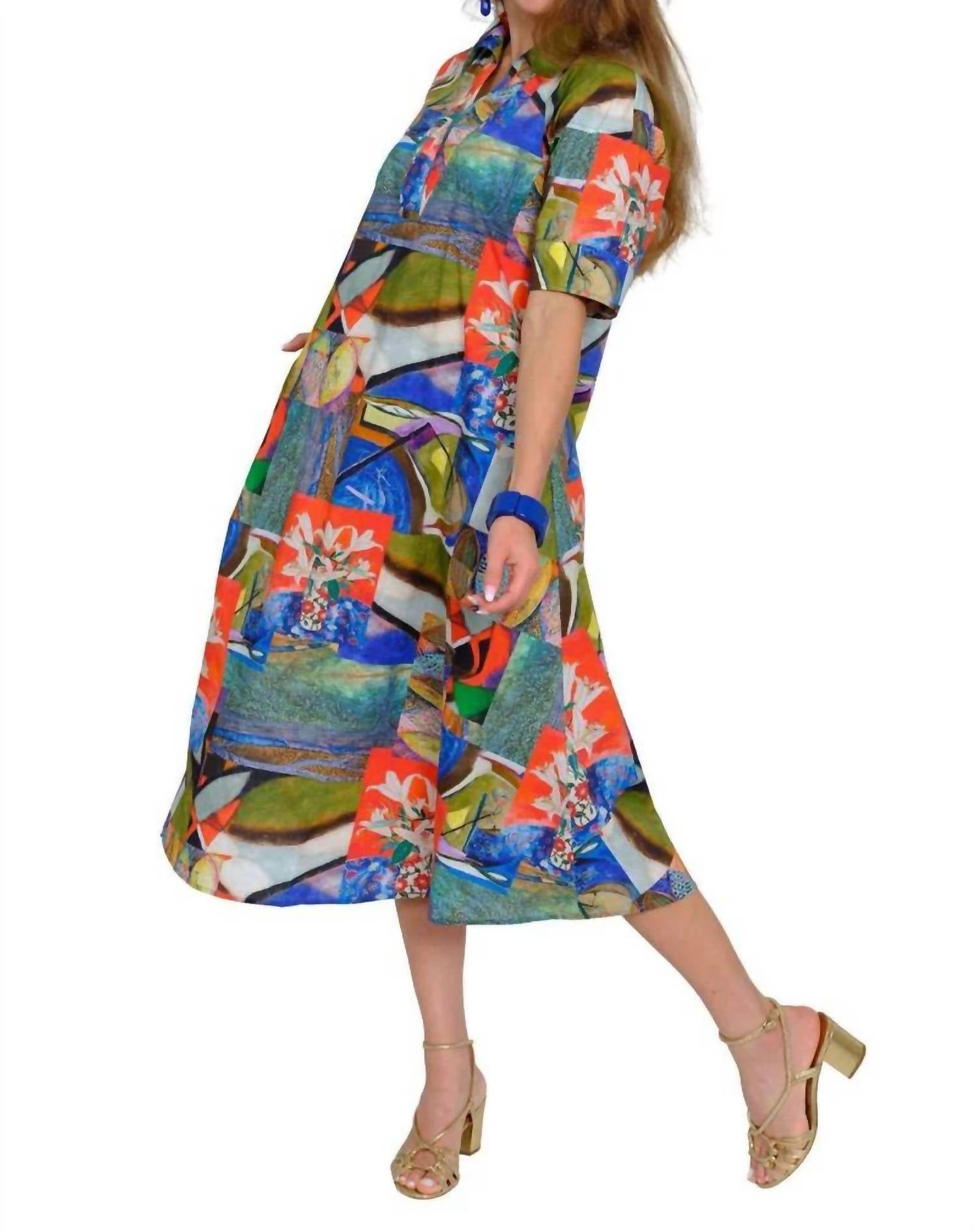 Lior - Maxim Short Sleeve Dress With Stitching Details