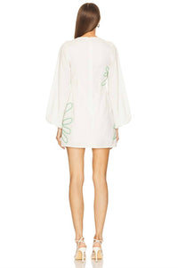 The Wolf Gang Luna Mini Dress in ivory and green - women's dress - alternate view