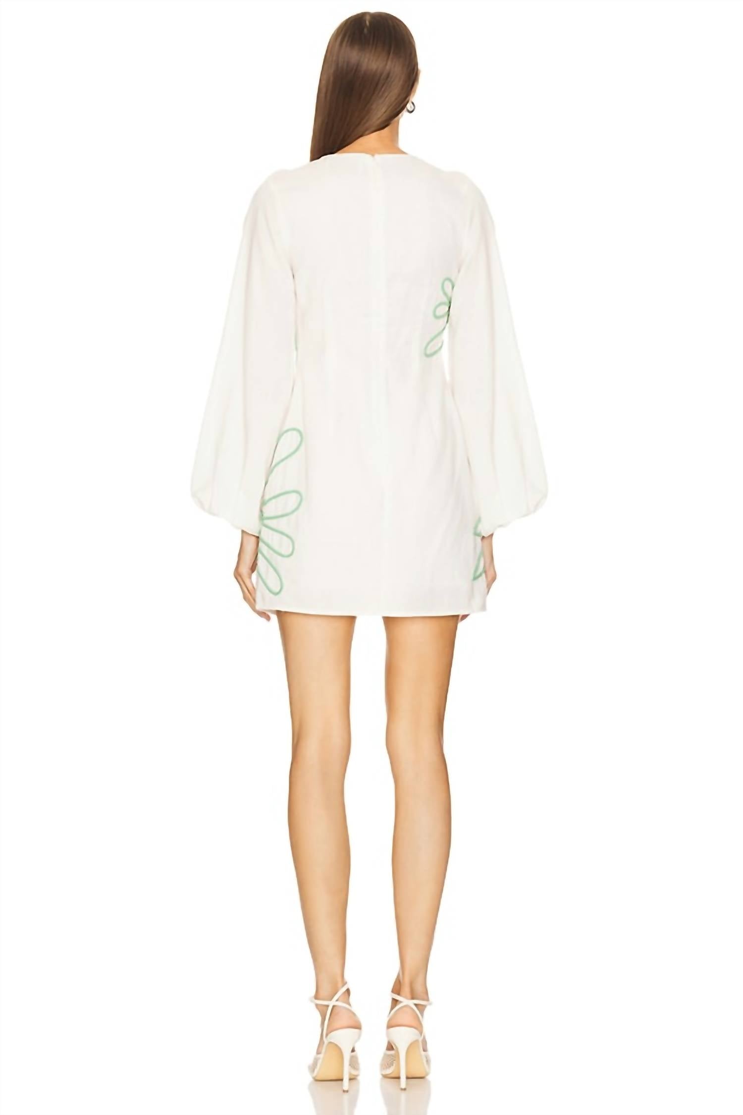 The Wolf Gang Luna Mini Dress in ivory and green - women's dress - alternate view
