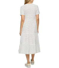 Flags & Anthem Ashby Short Sleeve Tiered Stripe Midi Dress in multi - women's dress - detail view