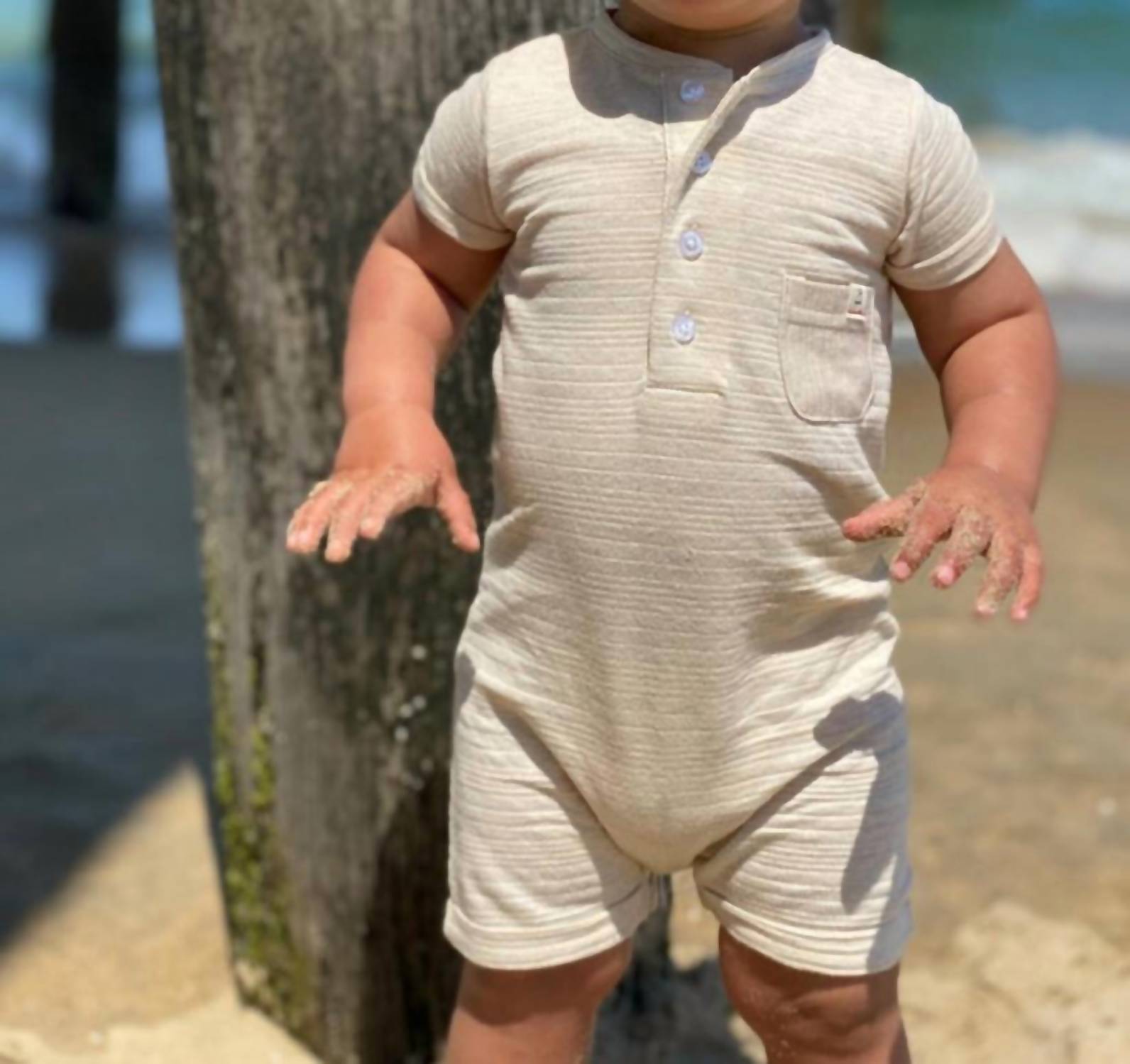 Me & Henry - Boy's Camborne Henley Ribbed Romper