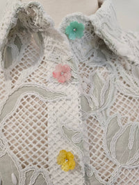 Adore - Women's Lacey Short Sleeve Jacket With Flower Buttons