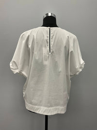 Hubert Gasser - WHITE RUCHED SLEEVE COTTON TOP
