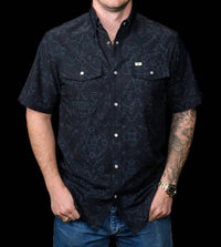 Ferrell Carson Short Sleeve Snap Shirt in black - men's shirt