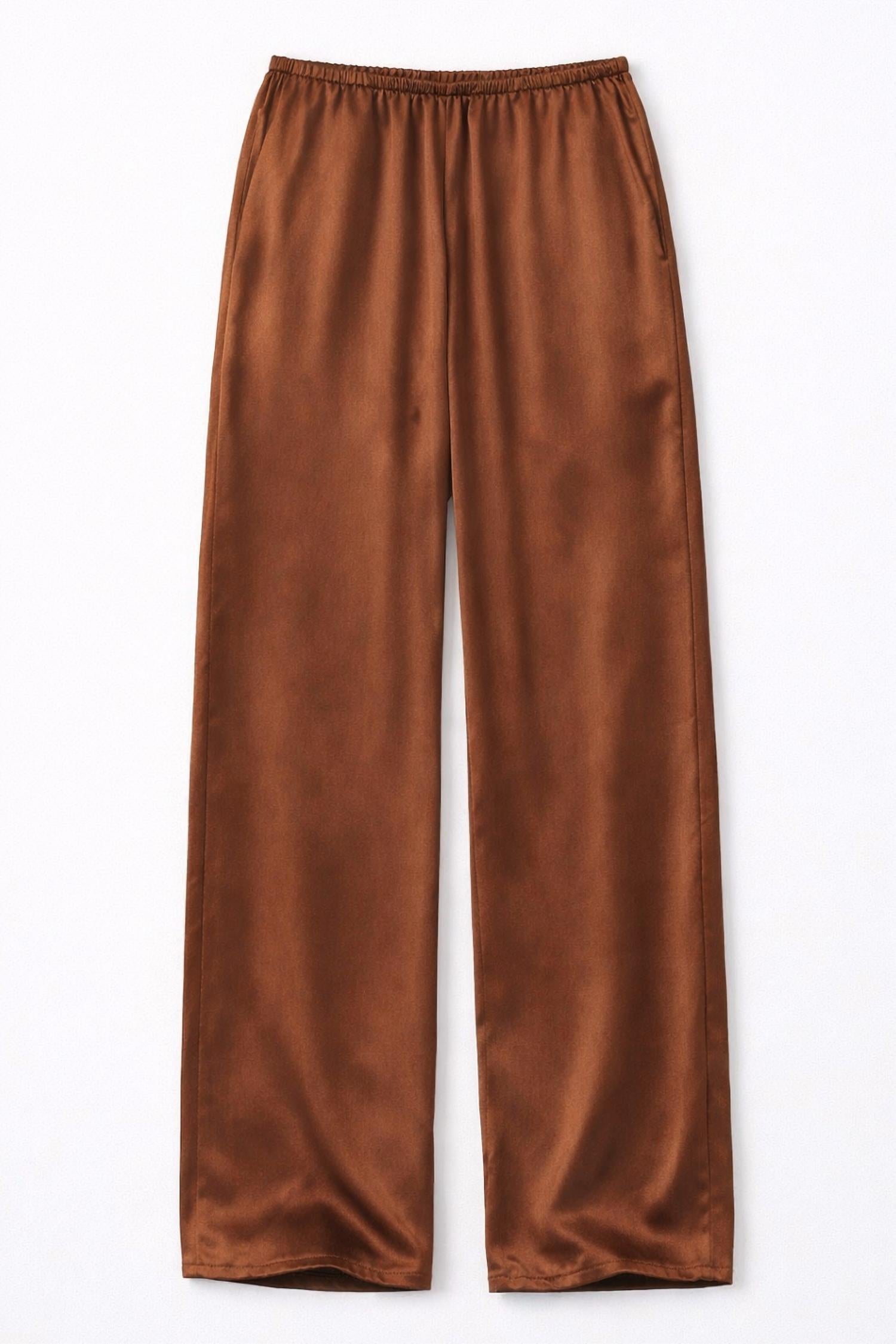 Enza Costa Bias Cut Satin Pant in nutmeg - women's pants - view 4