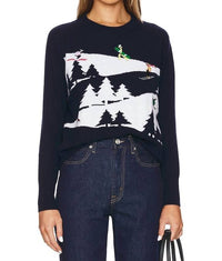 Autumn Cashmere - Snowscape With Skiers Sweater