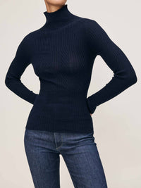DL1961 - Women's Turtleneck Sweater in navy 1 - women's sweater