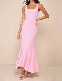 Lulus - Romantic Destiny Square Neck Trumpet Maxi Dress