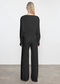 Enza Costa CASHMERE DOLMAN TOP in charcoal 1 - women's long sleeve top - detail view