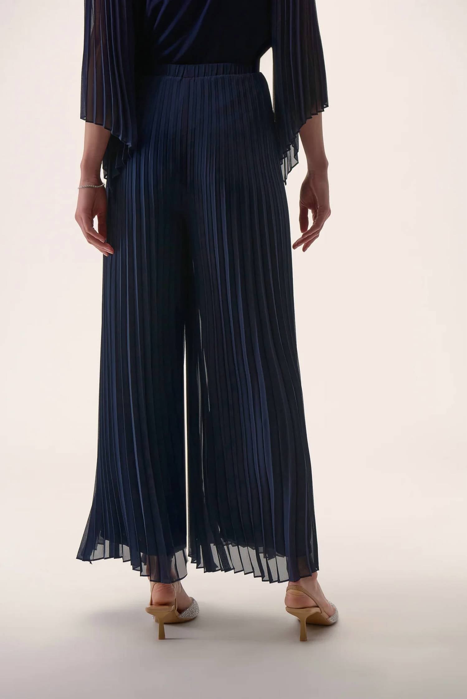Joseph Ribkoff - Pleated Chiffon Wide-Leg Pants