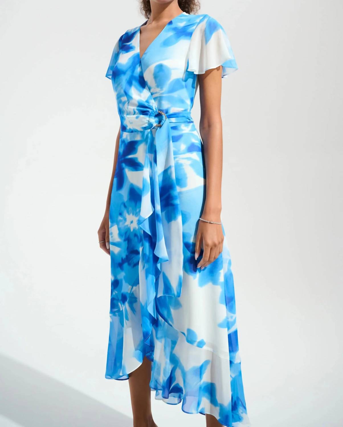 Joseph Ribkoff - Printed Chiffon High Low Wrap Dress
