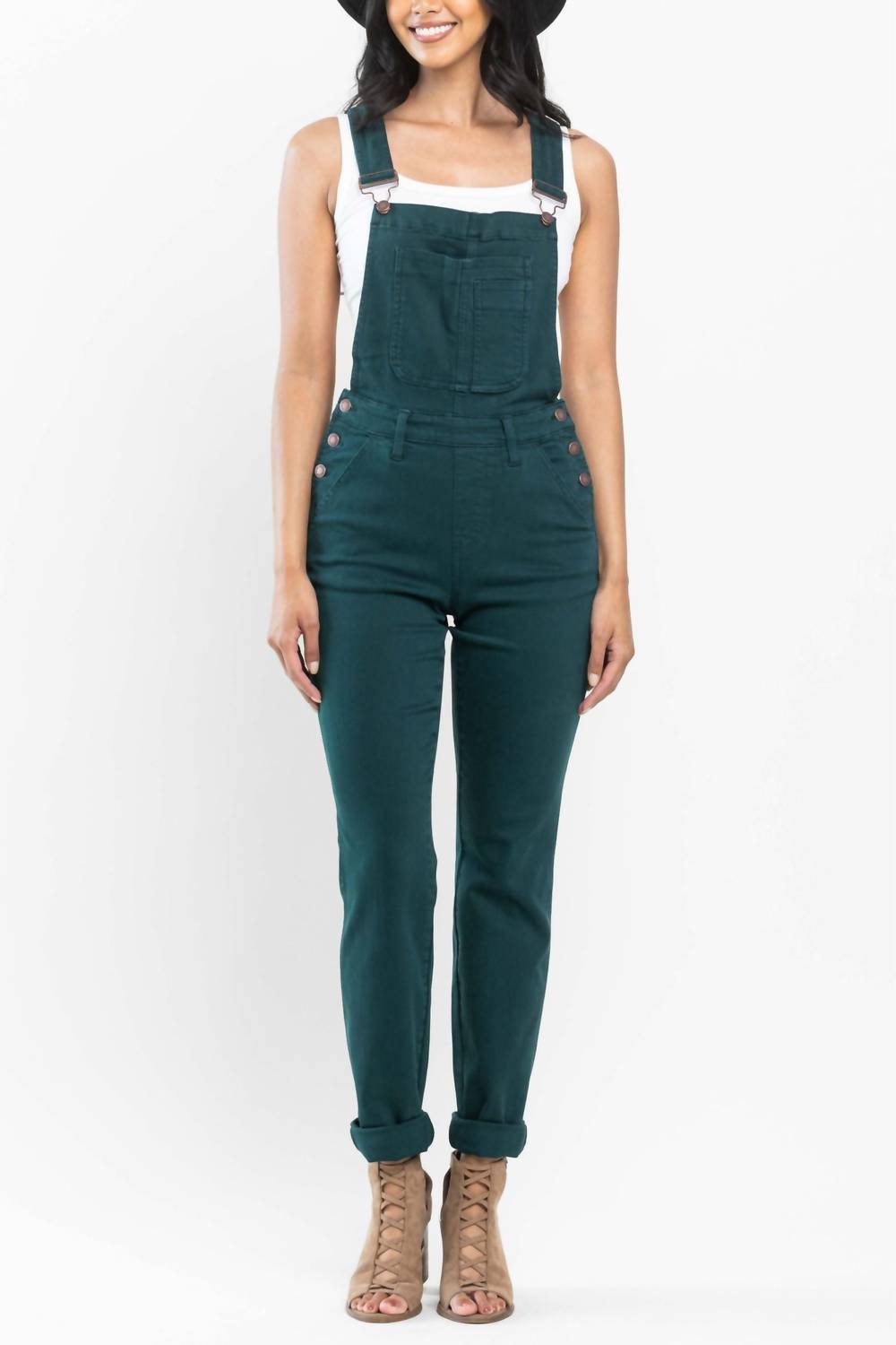 Judy Blue - Garment Dyed High Rise Double Cuffed Overalls