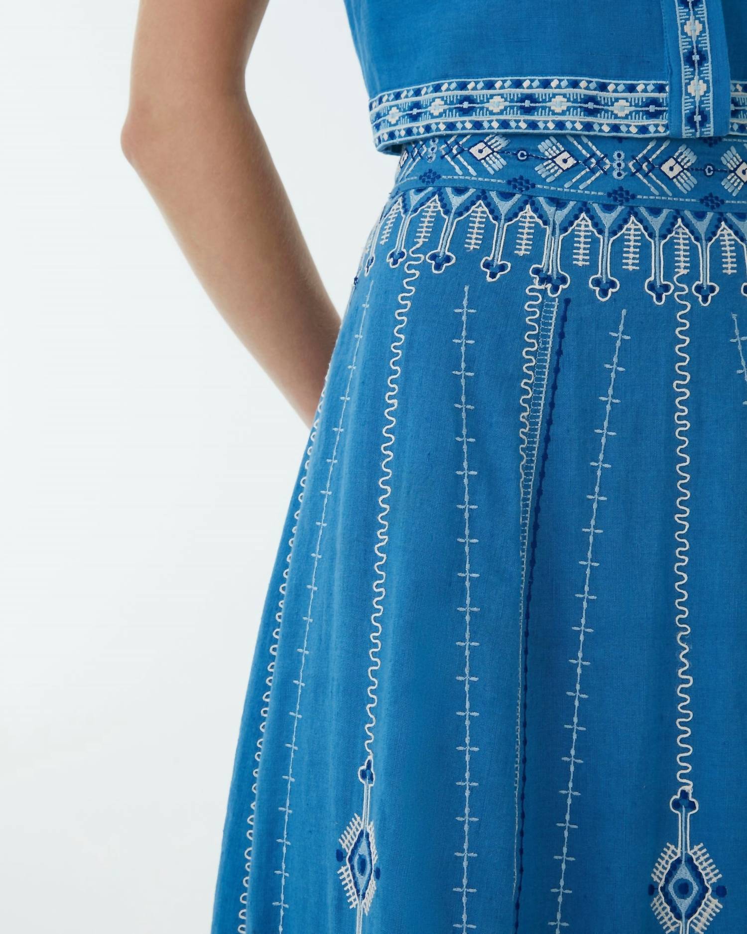 Emporio Sirenuse - Camille Astragal Embroidered Maxi Skirt