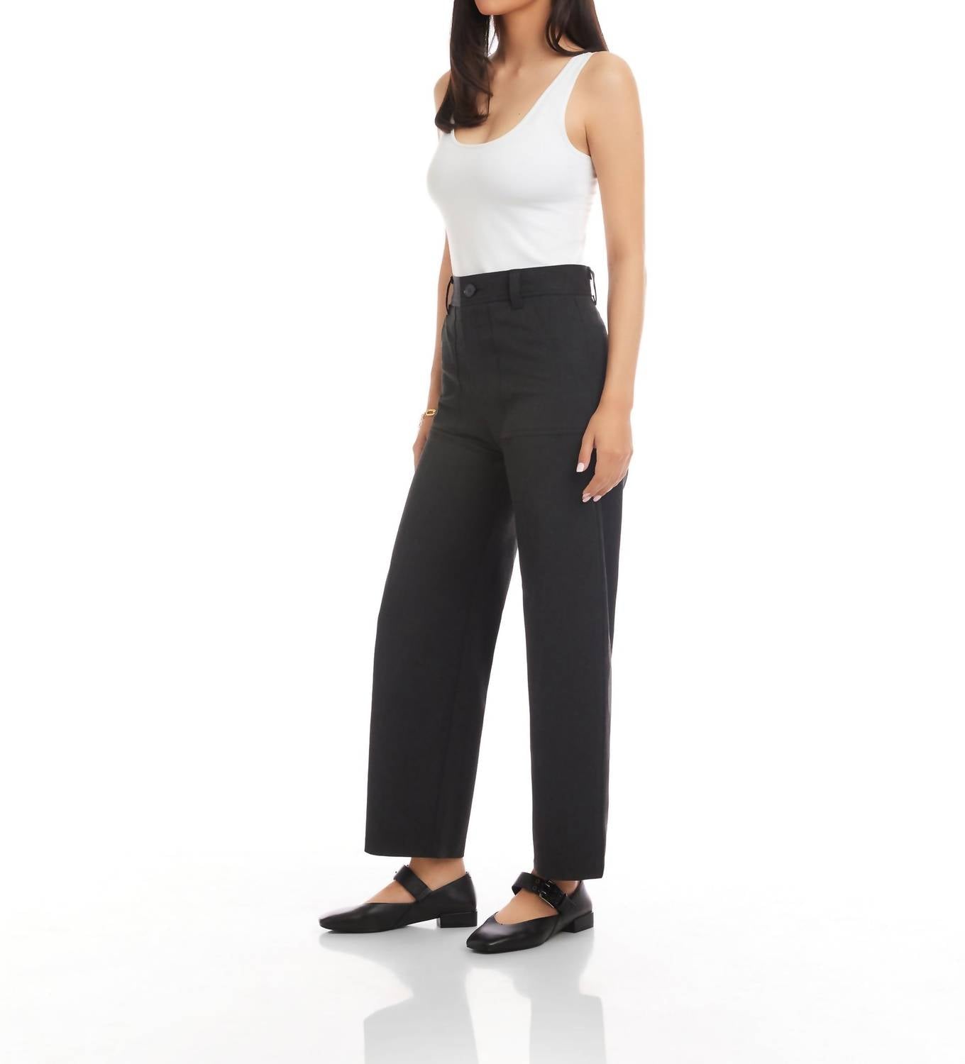 Fifteen Twenty Stevie Barrel Leg Ankle Pant in charcoal - women's jeans - alternate view