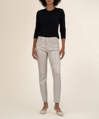 KUT FROM THE KLOTH Charlize High Rise Cigarette Leg Jean in cream silver - women's jeans