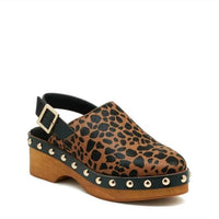 KELSI DAGGER Women's Warehouse Slingback Buckle Heel Clogs in black tan - women's shoe
