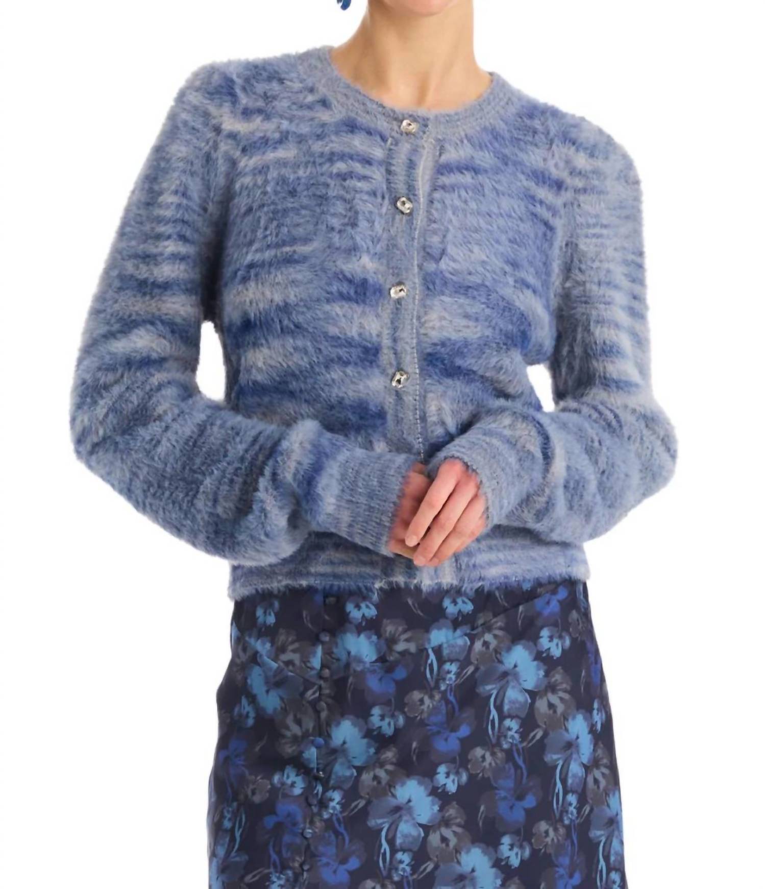 ALLISON NEW YORK Sloan Cardigan in blue space dye - women's cardigan - detail view