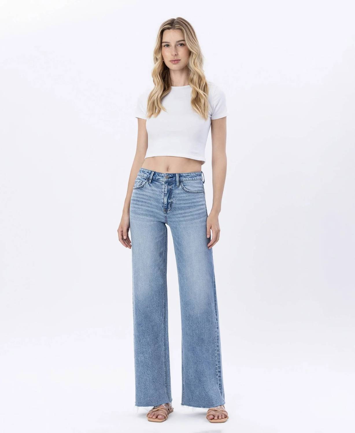Flying Monkey - High Rise Raw Hem Jeans