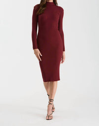 The Workshop Studio - MOCK NECK LONG SLEEVE SWEATER KNIT MIDI DRESS