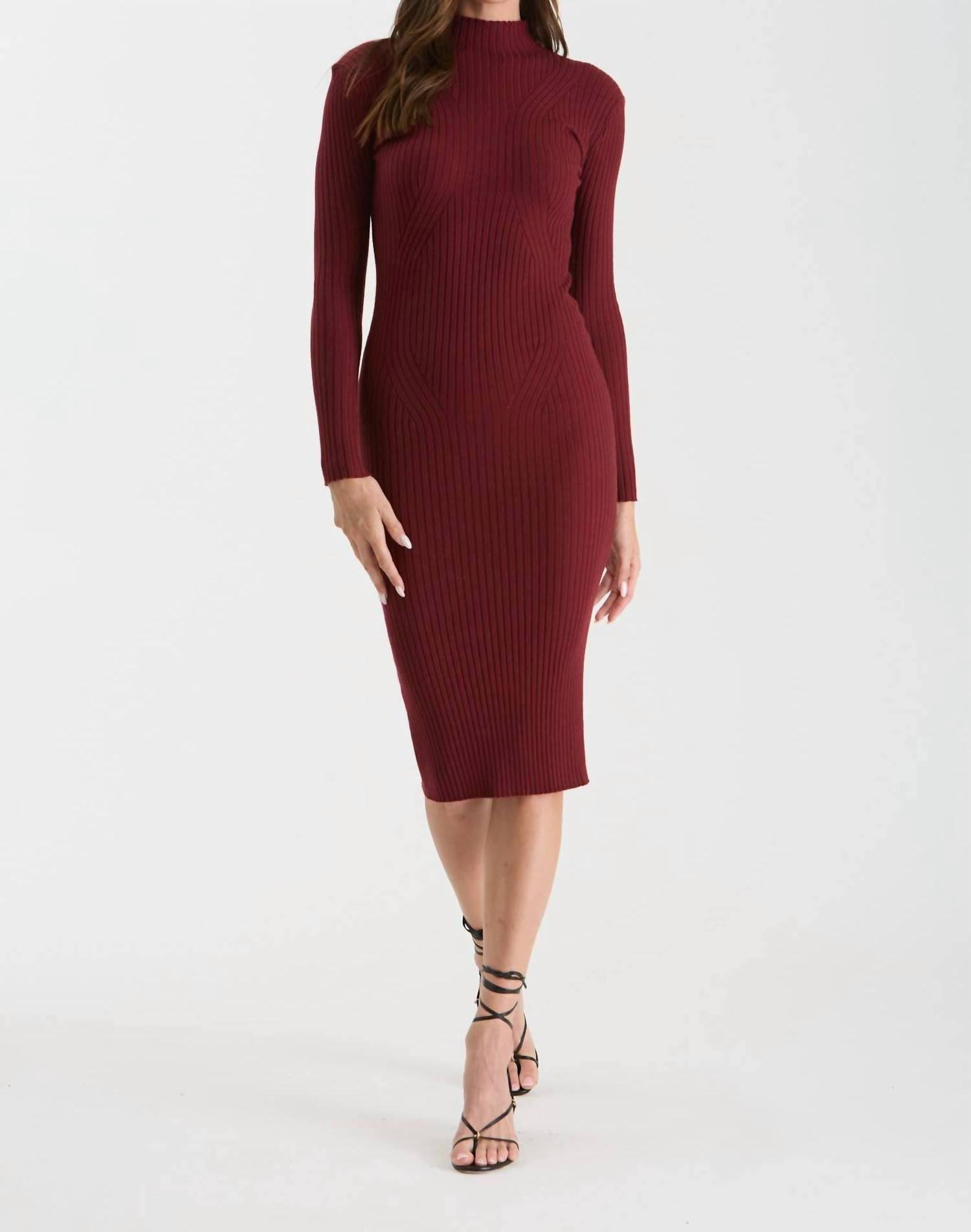 The Workshop Studio - MOCK NECK LONG SLEEVE SWEATER KNIT MIDI DRESS