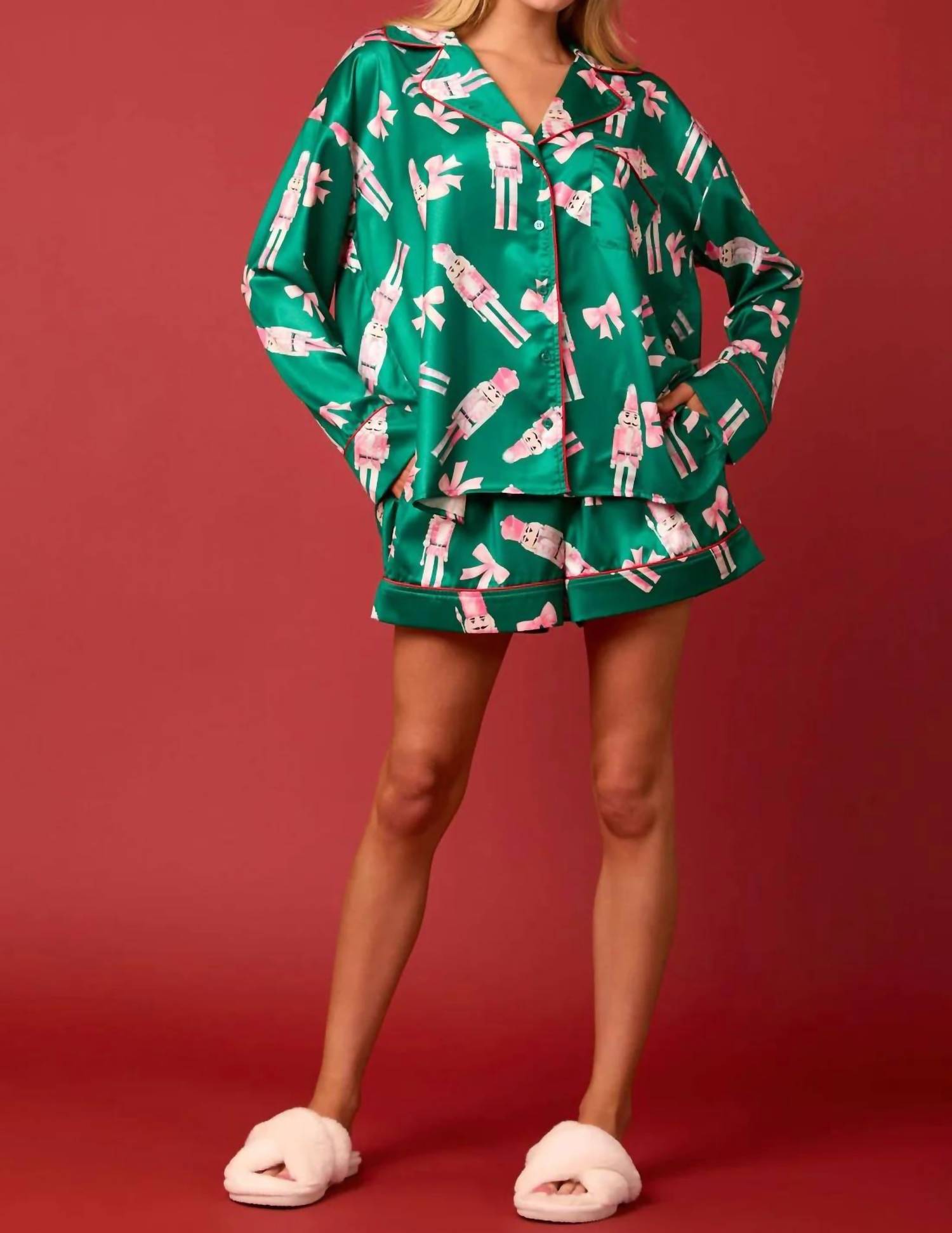 Peach Love - Satin Nutcracker Pajama Set