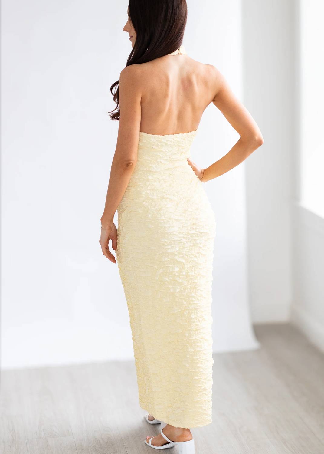 2.7 August Apparel - Stretchy Halter Neck Midi Dress