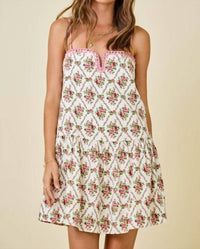 Day + Moon - Floral Dress With Contrast Knotted Edge