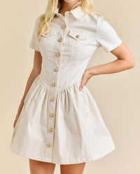 Main Strip - Button-up Mini Denim Dress