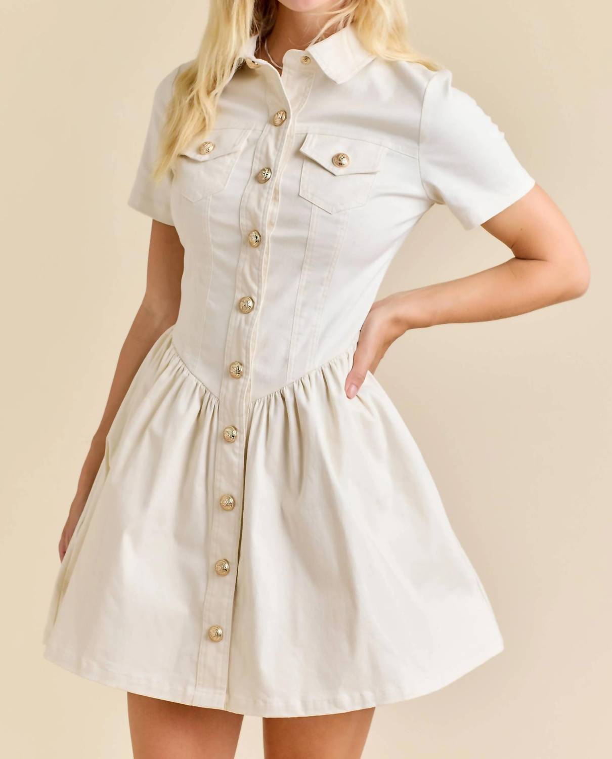 Main Strip - Button-up Mini Denim Dress