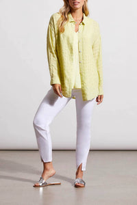 TRIBAL Jacquard blouse in wild lime - women's blouse