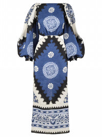 Johanna Ortiz - Glorious Rivers Midi Dress With Puff Sleeves And Cutout Waist