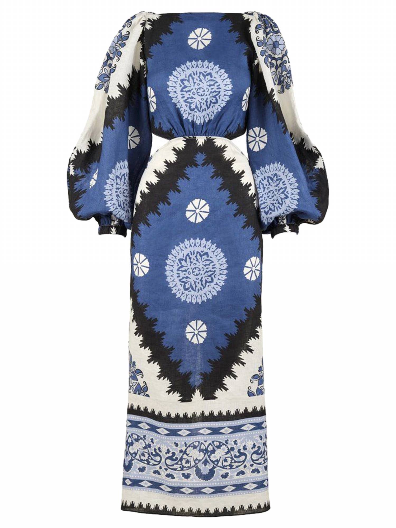 Johanna Ortiz - Glorious Rivers Midi Dress With Puff Sleeves And Cutout Waist