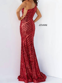 JOVANI One Shoulder Beaded Dress in blush nude - women's dress - alternate view
