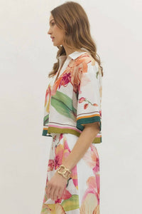 Entro - Button Front Floral Blouse