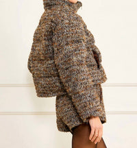 line and dot Clyde Long Sleeve Puffer Jacket in brown - women's jacket - view 4