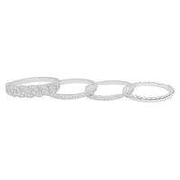 Allyanna Gifts Women's Moissanite Pave Cuban Link Beaded Stackable Bands Ring Set in silver - women's jewelry