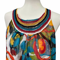 Ny Collection - Women's Crochet Neck Flowy Floral Tank Top